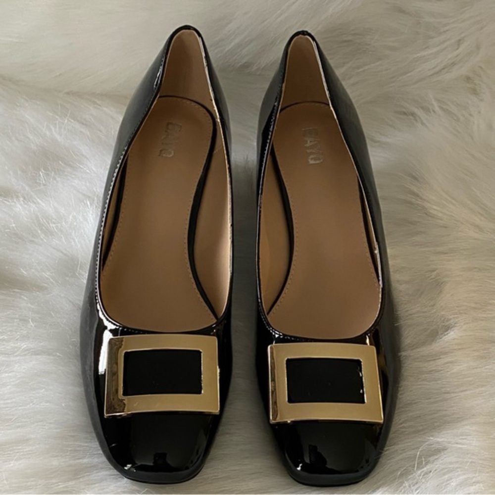 BayQ Women’s Black Slip On Shoes Size 10 Whimsigoth Buckle New - Picture 3 of 10